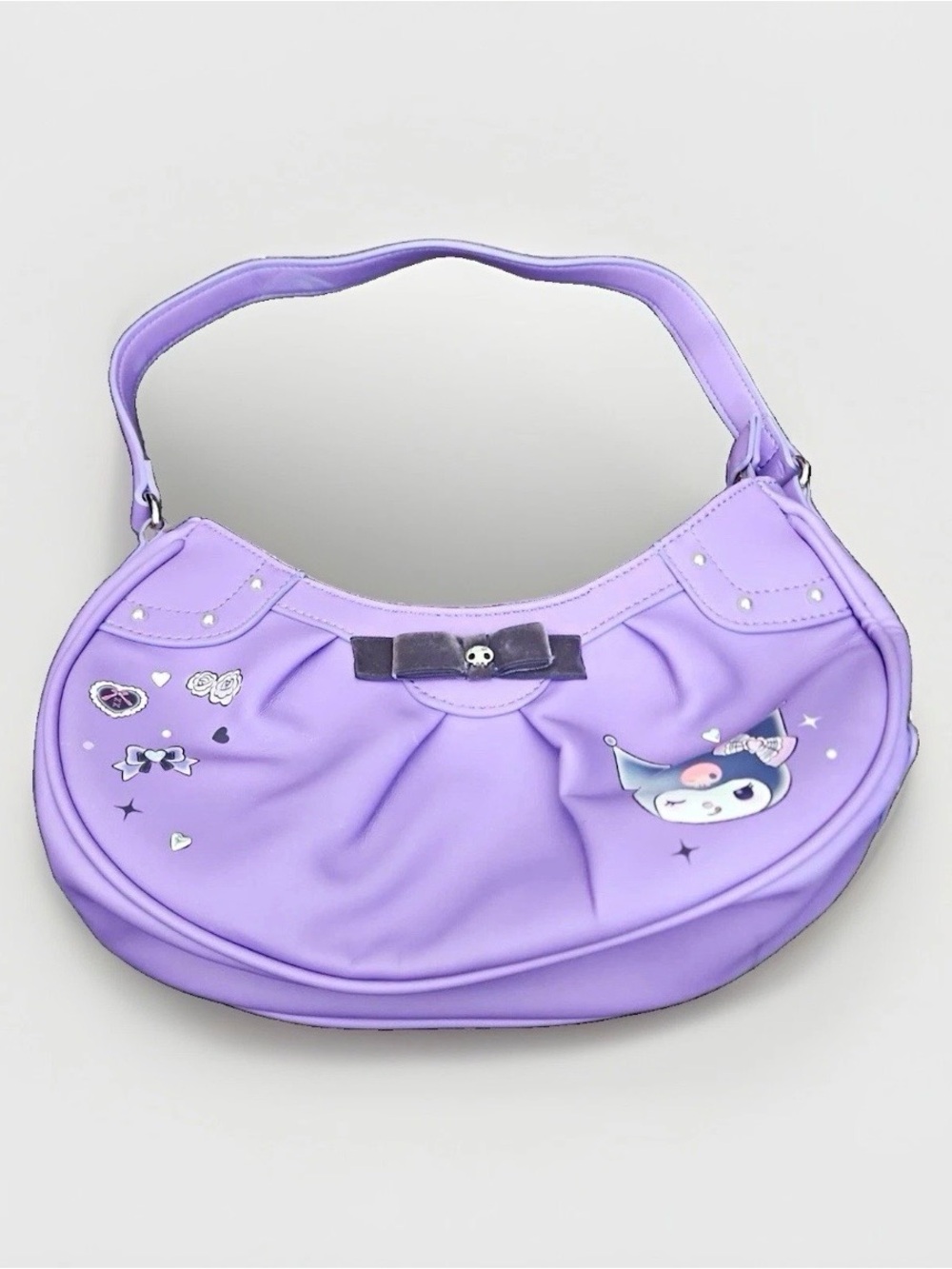 Her Universe Hello Kitty Kuromi Lavender Shoulder Crescent Bag baguette